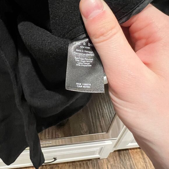 Rag & Bone Danny Splittable Wool Blend Coat Black Size XS Womens - Picture 5 of 7